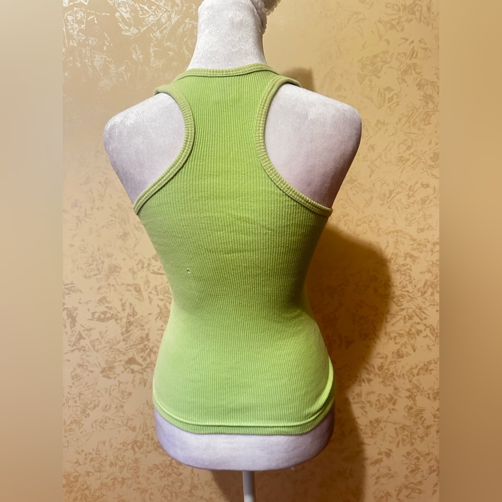 Green Ribbed Tank Top - Picture 2 of 3